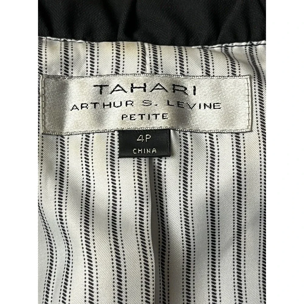 Tahari ASL Black Button Up Womens Blazer Jacket Petite 4P Business Casual - Picture 7 of 9